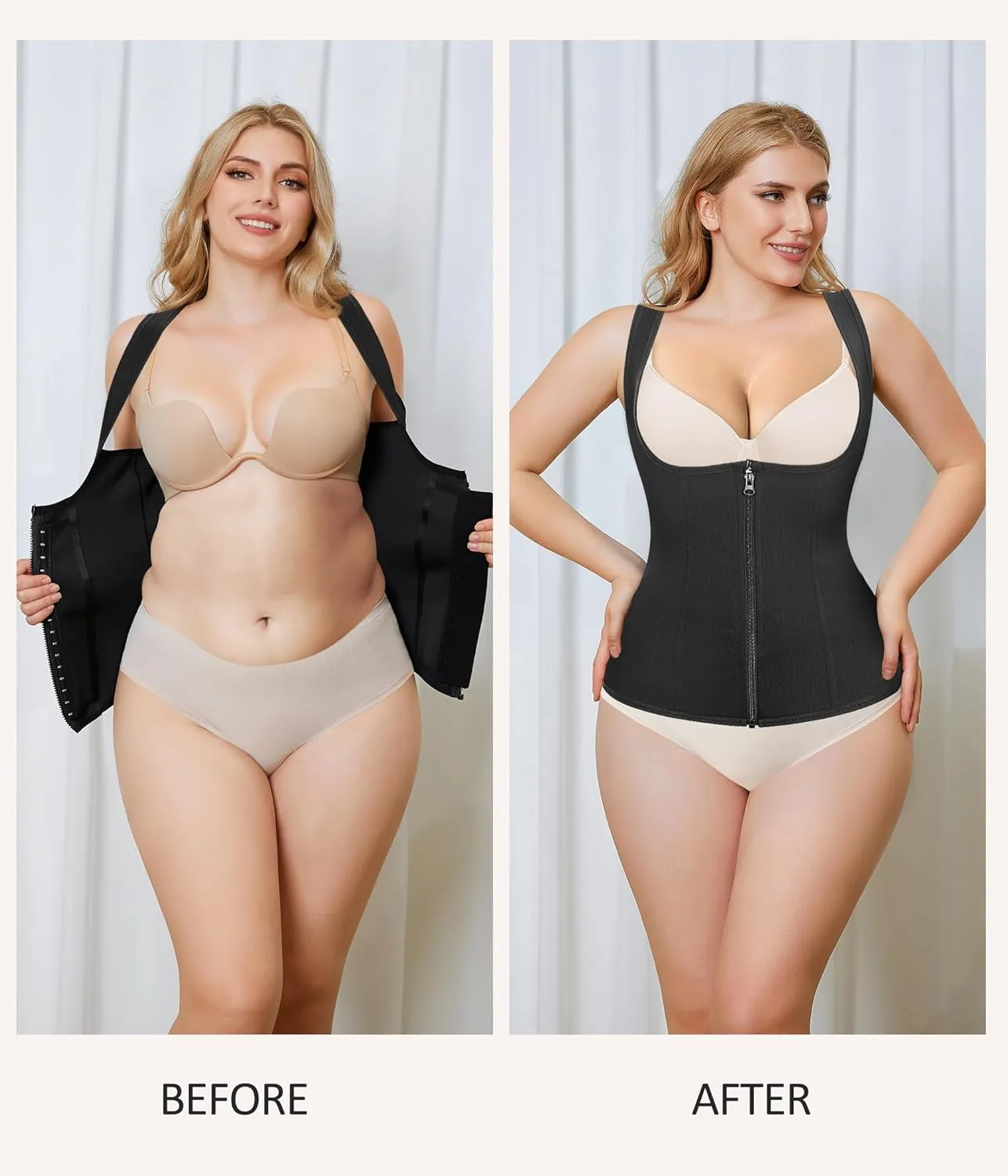 Nebility Waist Trainer for Women Corset Shapewear with Zipper Women's Waist Cincher Tank Top with Adjustable Straps