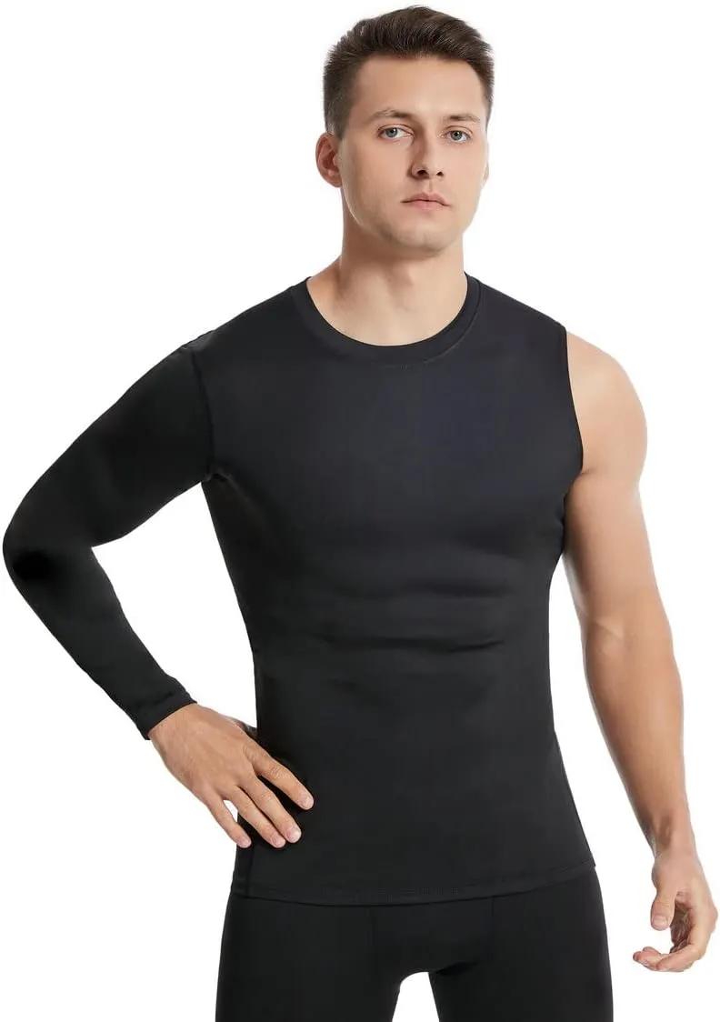 New Compression Shirts for Men 1/2 Single Arm Long Sleeve Athletic Base Layer Undershirt Gear T Shirt for Workout Basketball