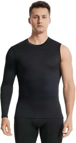 New Compression Shirts for Men 1/2 Single Arm Long Sleeve Athletic Base Layer Undershirt Gear T Shirt for Workout Basketball