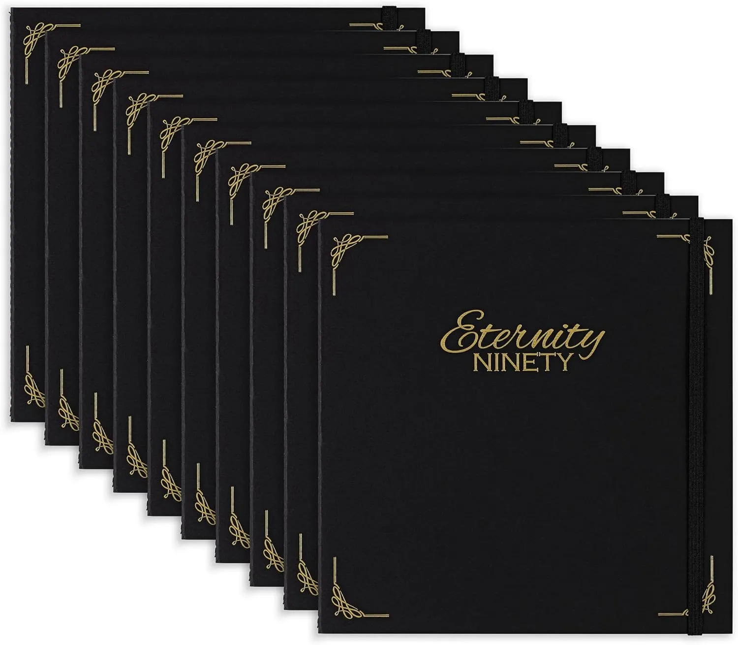 New York Central Eternity Ninety Flat Book- 8x8" Sketch Watercolor Journal, 10-Pack - Black Soft Paperback- Watercolor Sketchbook w/Elastic Band, 100 Total Sheets 100% Cotton, 90 lb Cold-Pressed