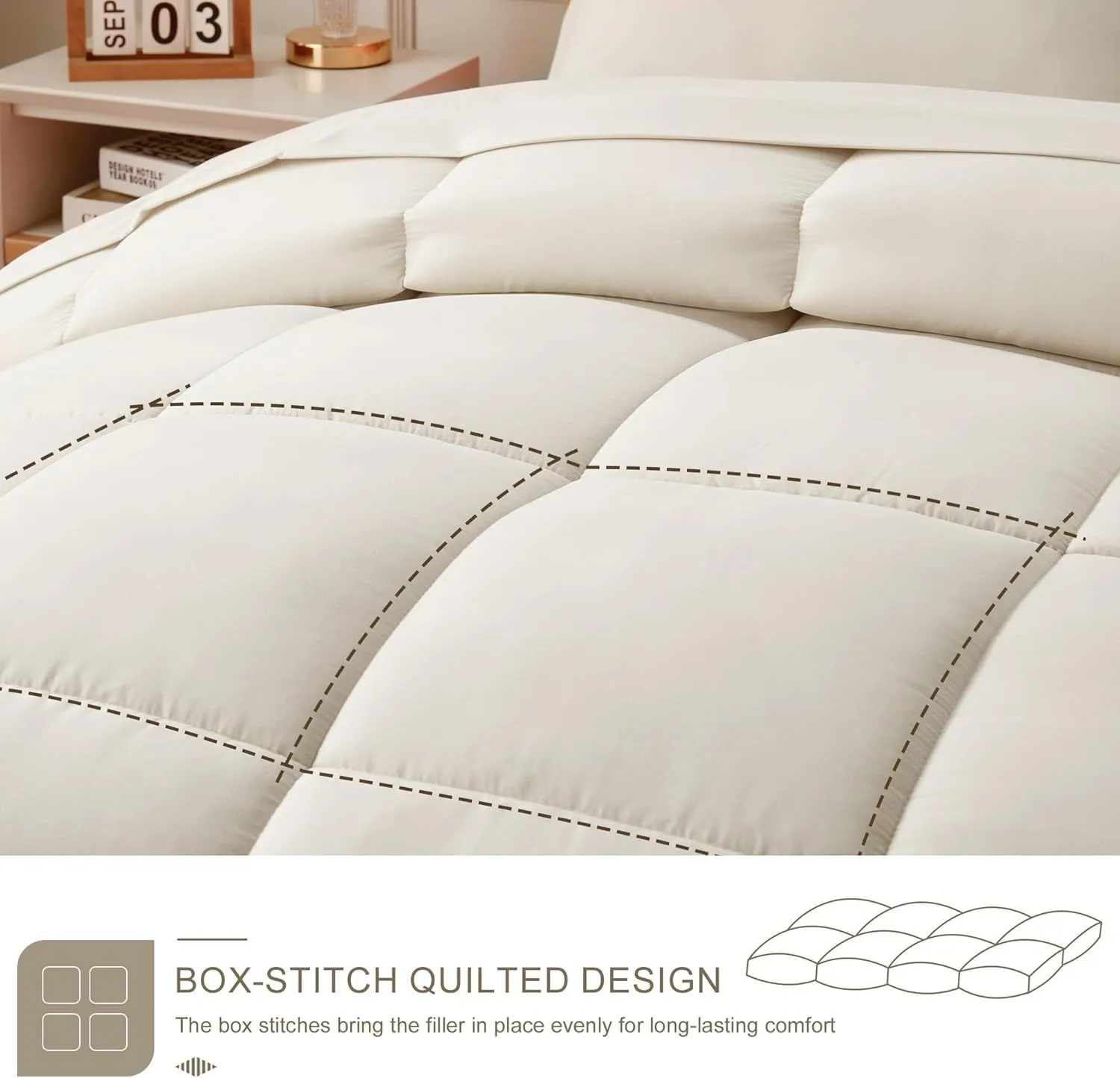 Newspin California King Bed in a Bag Bedding Set - 7 Pieces Beige All Season Comforter Set, Ultra Soft Bedding Comforter Set with Comforter, Flat Sheet, Fitted Sheet, Pillowcases & Shams