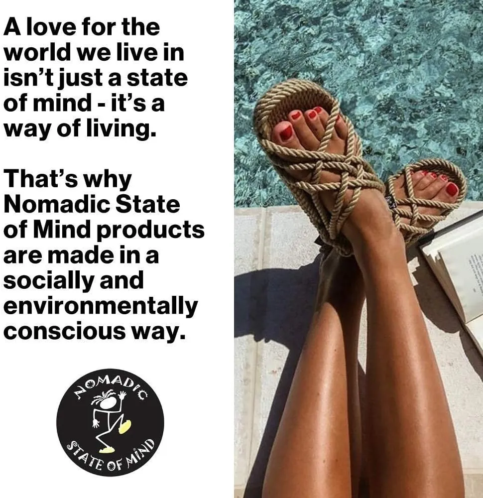 Nomadic State of Mind- Hemp Flop | Black | 100% Hemp | Non-Skid Soles | Men and Women’s Sizes | Lightweight | Strong | Long lasting | Vegan Friendly