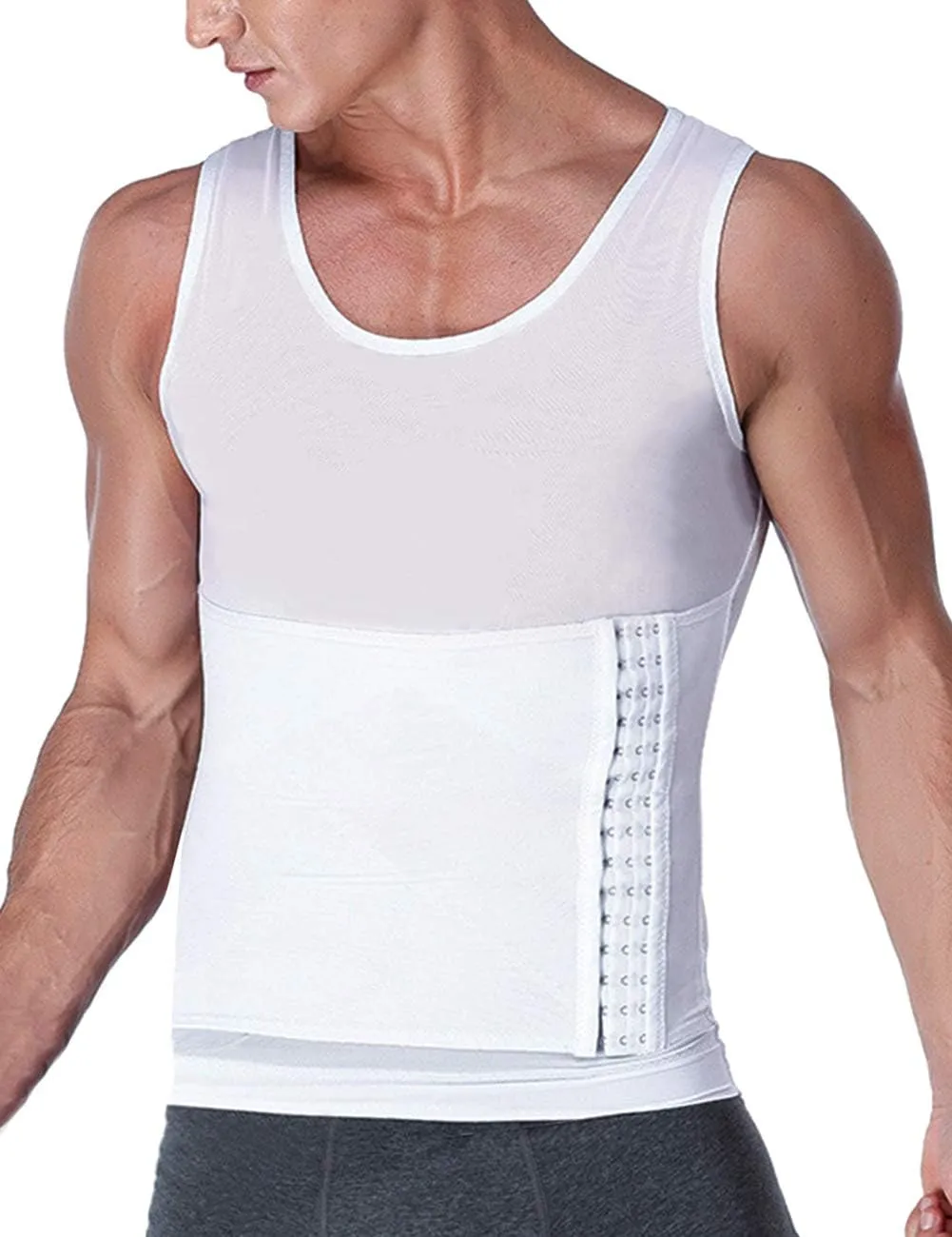 NonEcho Men Shapewear Compression Shirts Undershirts Slimming Body Shaper Waist Trainer Tank Top Vest with Zipper