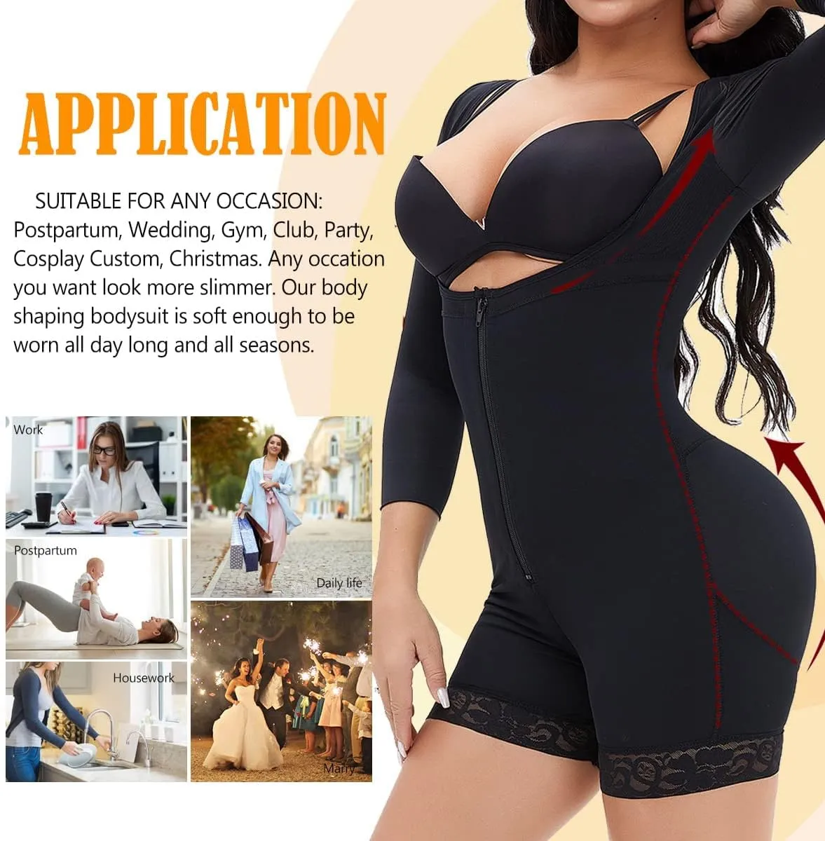 NonEcho Women Tummy Control Shapewear Waist Trainer Bodysuit Slim Full Body Shaper Open Bust Tops