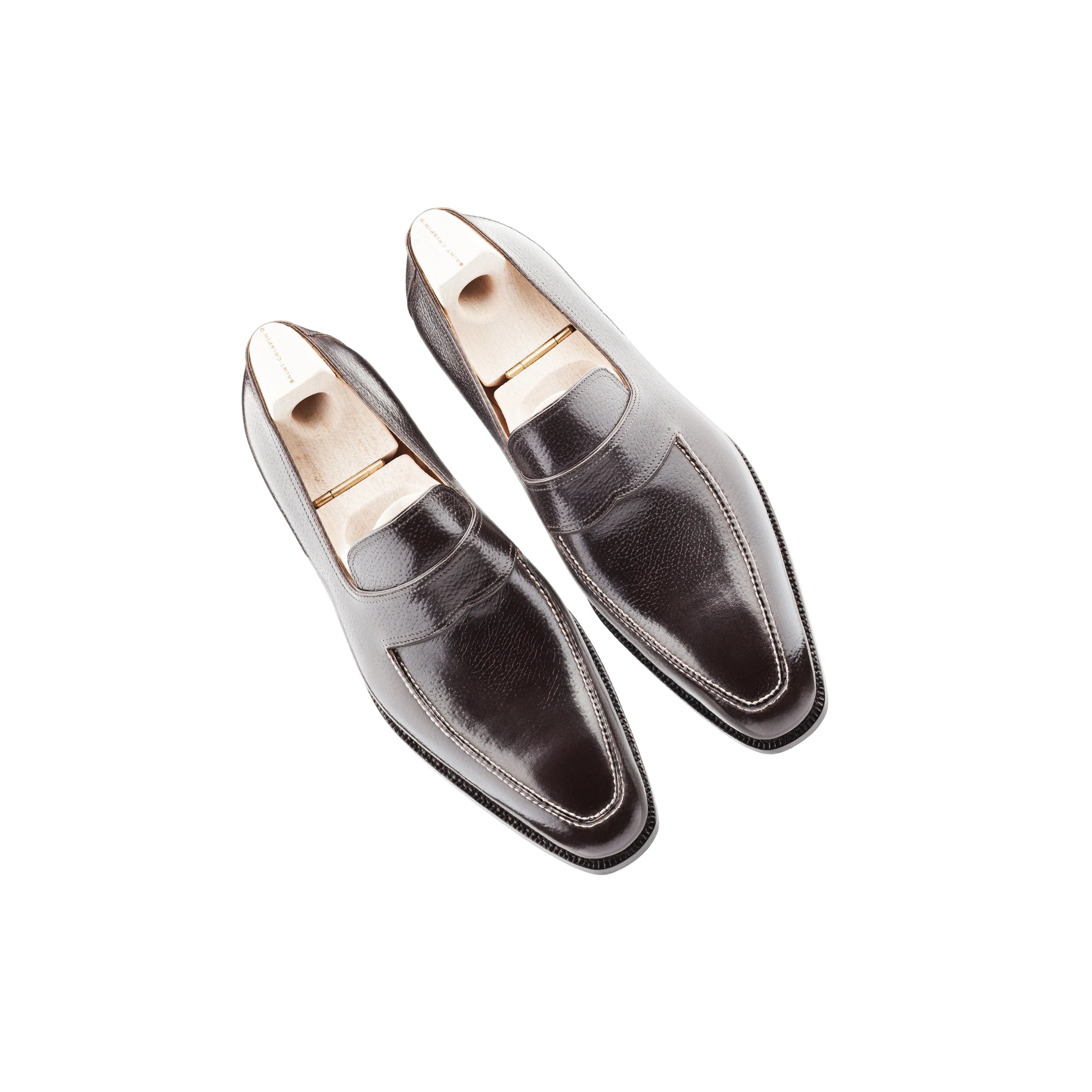 Norwegian Loafer with hand-stitched apron in dark brown Inca calf