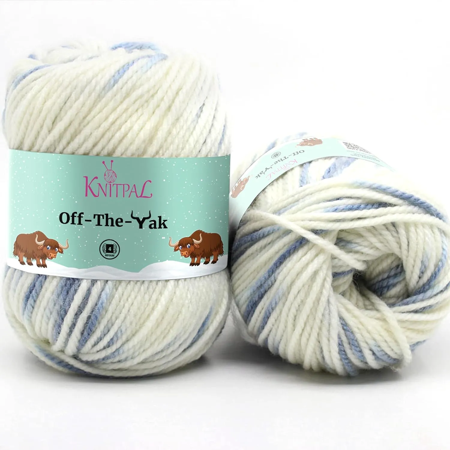 Off-The-Yak Wool Yarn for Crocheting, 3 Skeins, 360Yds/300G, Free Patterns - Wool Acrylic Blend Yarn for Knitting - #4 Medium Worsted Weight - Blue Skies