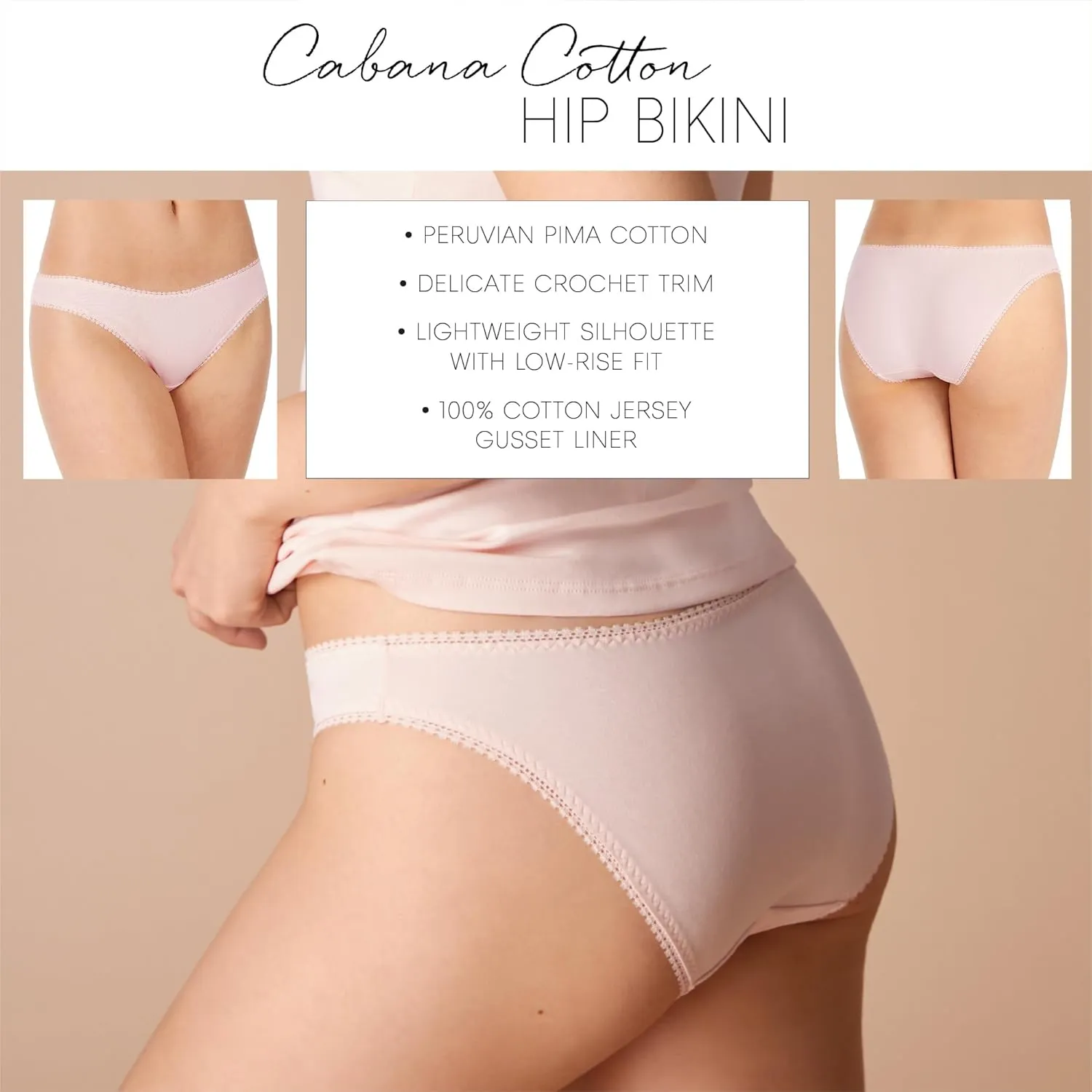 OnGossamer Women's Cabana Cotton Hip Bikini 3 Pack