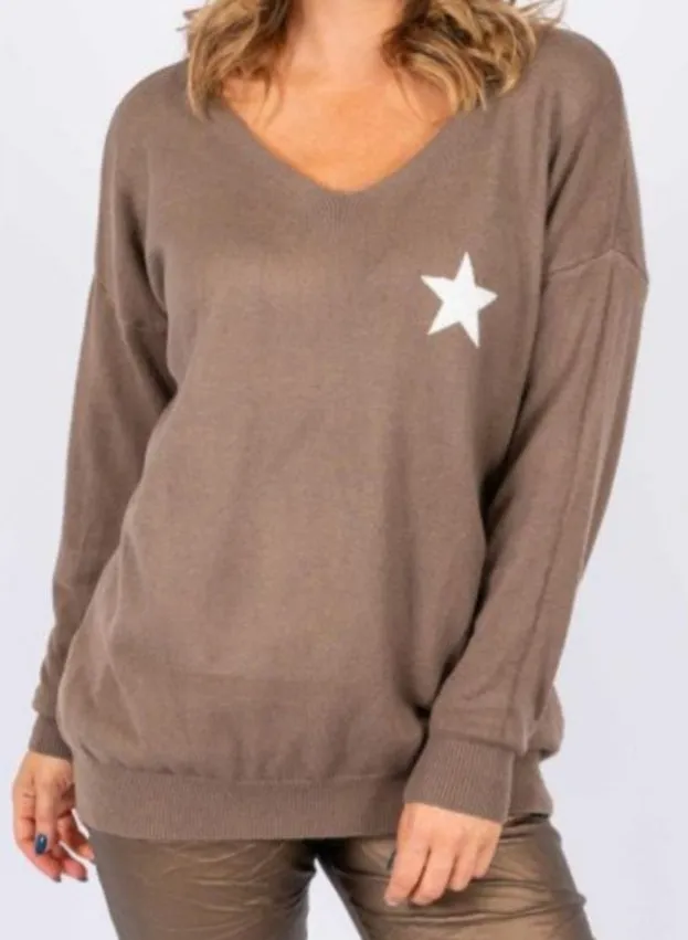 Ostaria Soft Knit Jumper With Star Logo  The Italian Closet
