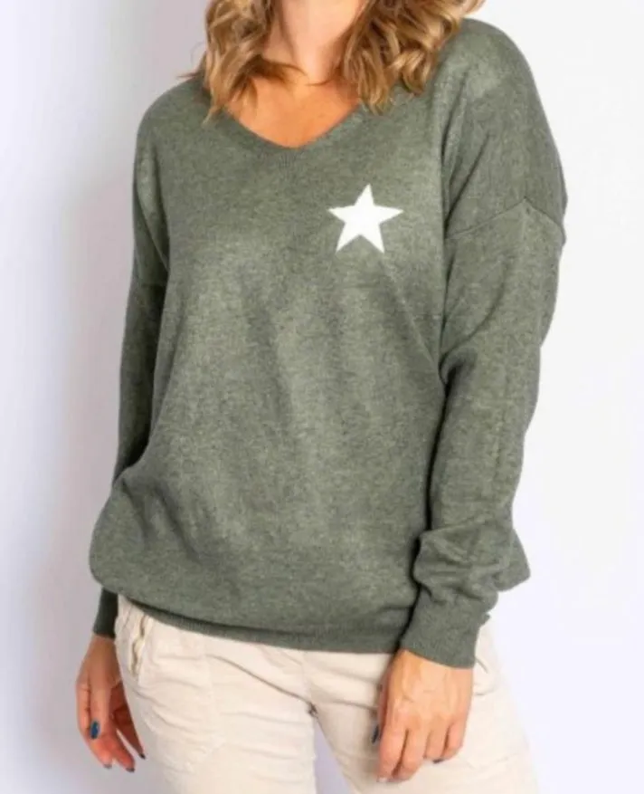 Ostaria Soft Knit Jumper With Star Logo  The Italian Closet
