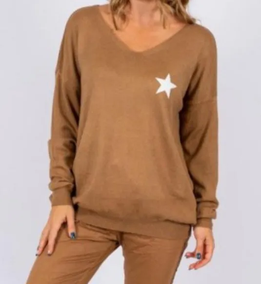 Ostaria Soft Knit Jumper With Star Logo  The Italian Closet