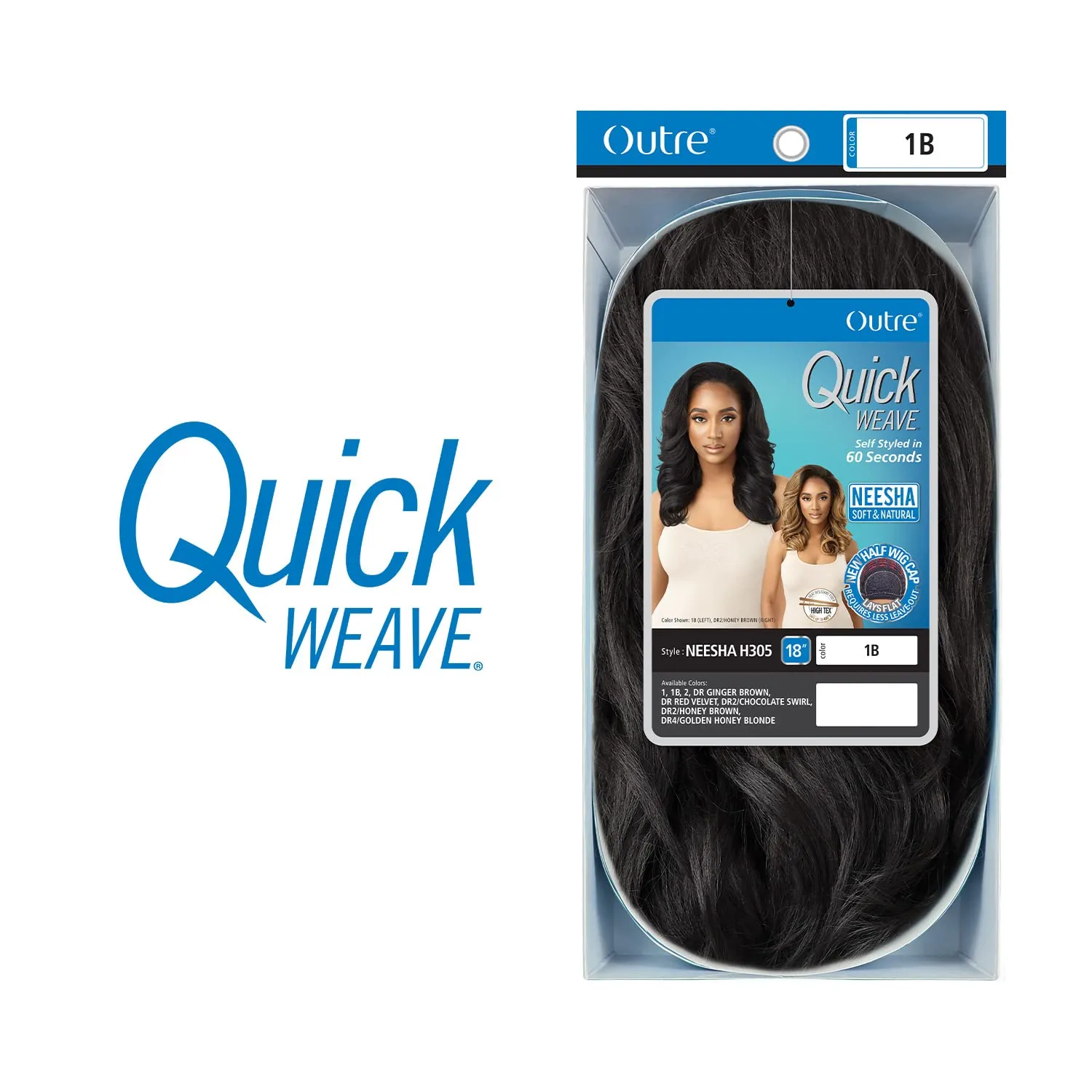 Outre Synthetic Quick Weave Wig - Neesha H305 (Color:DR2/CHOCOLATE SWIRL)