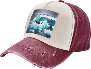 Penguins On The Iceberg Print Golf Flat Snapback Hat,Hip Hop Style Flat Bill,Personalized Adjustable Summer Sun Hat Unisex
