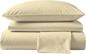 Peru Pima Bed Sheet Set – Full Size, 4 Pieces, 100% Peruvian Pima Cotton, Percale, 415 Thread Count, Cooling, Breathable & Soft, Hotel-Quality Bedding, Ivory