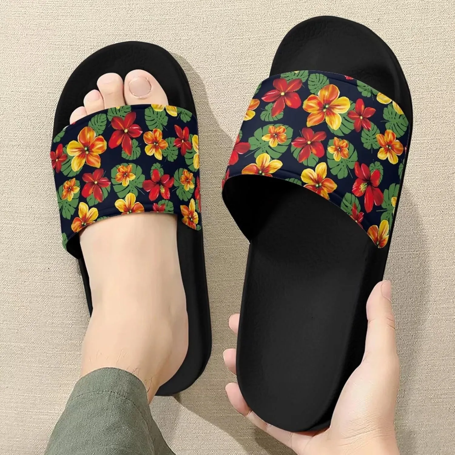 Pillow Slippers Slides for Women, Non-Slip Cloud Slides House Shower Shoes Shower Sandals for Indoor & Outdoor