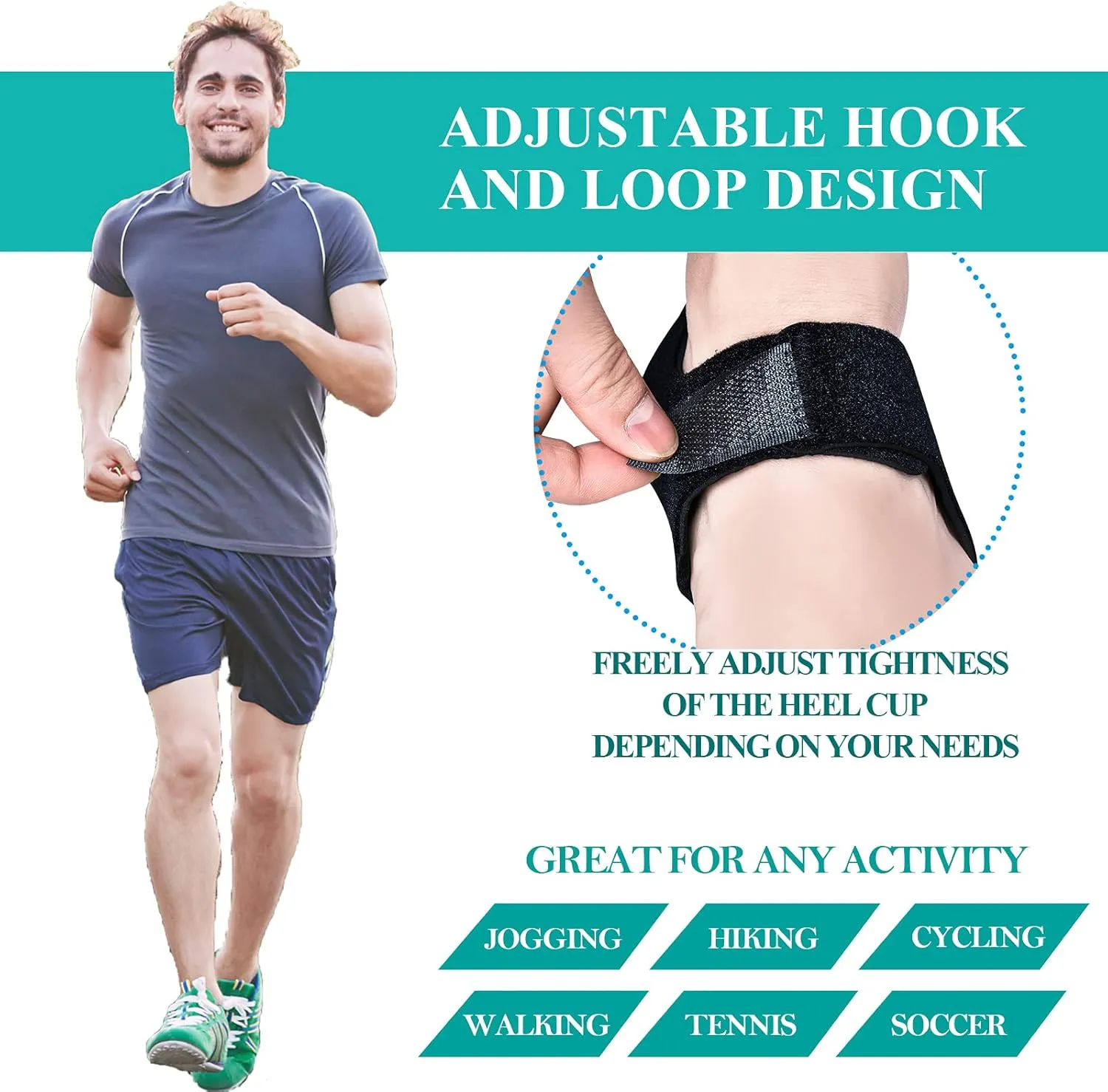 Plantar Fasciitis Heel Cups, Heel Cups for Heel Pain(4PCS), Heel Protectors for Plantar Fasciitis Relief, Adjustable Heel Pads for Heel Pain Relief, Achilles Tendinitis, Heel Spur (Black, L Size)