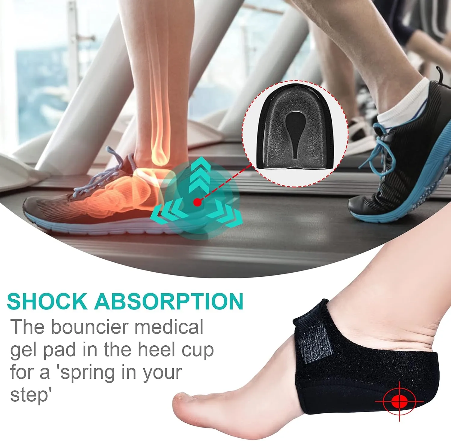Plantar Fasciitis Heel Cups, Heel Cups for Heel Pain(4PCS), Heel Protectors for Plantar Fasciitis Relief, Adjustable Heel Pads for Heel Pain Relief, Achilles Tendinitis, Heel Spur (Black, L Size)