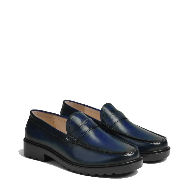 Platform Plain Loafer Shoes Brown