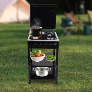 Portable 4-Burner Gas Stove Outdoor Camping Cooking Stove Heavy Duty Stainless Steel Propane Gas Cooker for Wind-Resistant Cover - Stove for Camping, RV, and Home Use, Compatible with LPG/NG