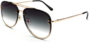 Premium Rimless Oversized Aviator Sunglasses for Women, Polarized PC Lens UV Protection Women’s Shade VF2203