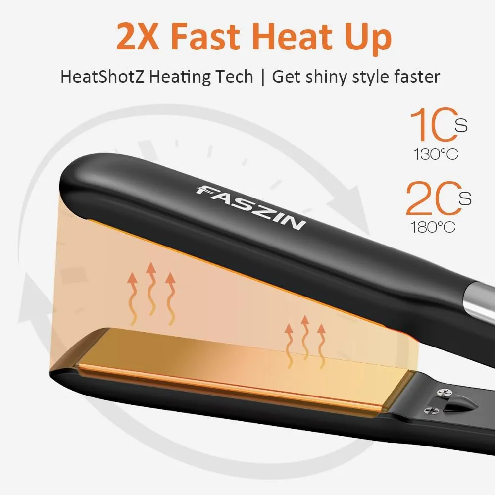 Professional Hair Straightener, 1.18 inch Ionic Titanium Plate, 20S Fast Heat Up Flat Iron with Clear LED Display, 2 in 1 Straightener and Curler Styling Tool for Straighten Hair (Black)