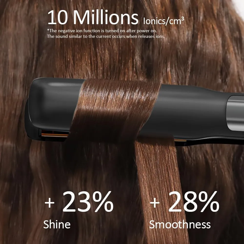 Professional Hair Straightener, 1.18 inch Ionic Titanium Plate, 20S Fast Heat Up Flat Iron with Clear LED Display, 2 in 1 Straightener and Curler Styling Tool for Straighten Hair (Black)