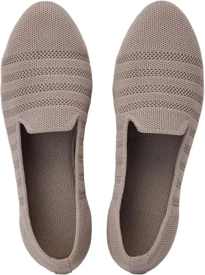 Puxowe Women's Knit Ballet Flats Slip-On Shoes with Low Wedge Sole - Comfortable Round Toe Shoes for Walking, Dress & Casual Outfits