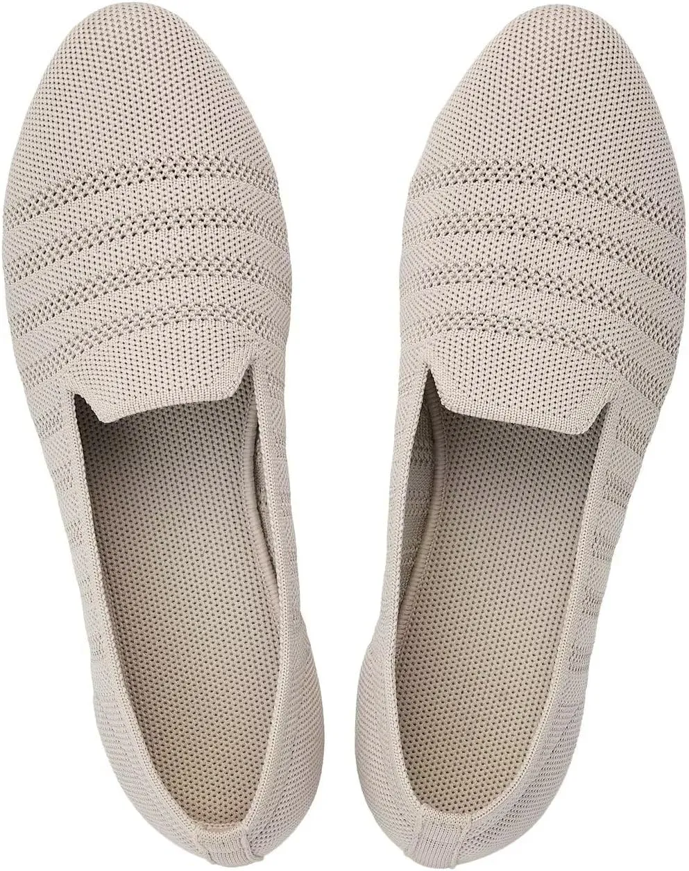 Puxowe Women's Knit Ballet Flats Slip-On Shoes with Low Wedge Sole - Comfortable Round Toe Shoes for Walking, Dress & Casual Outfits