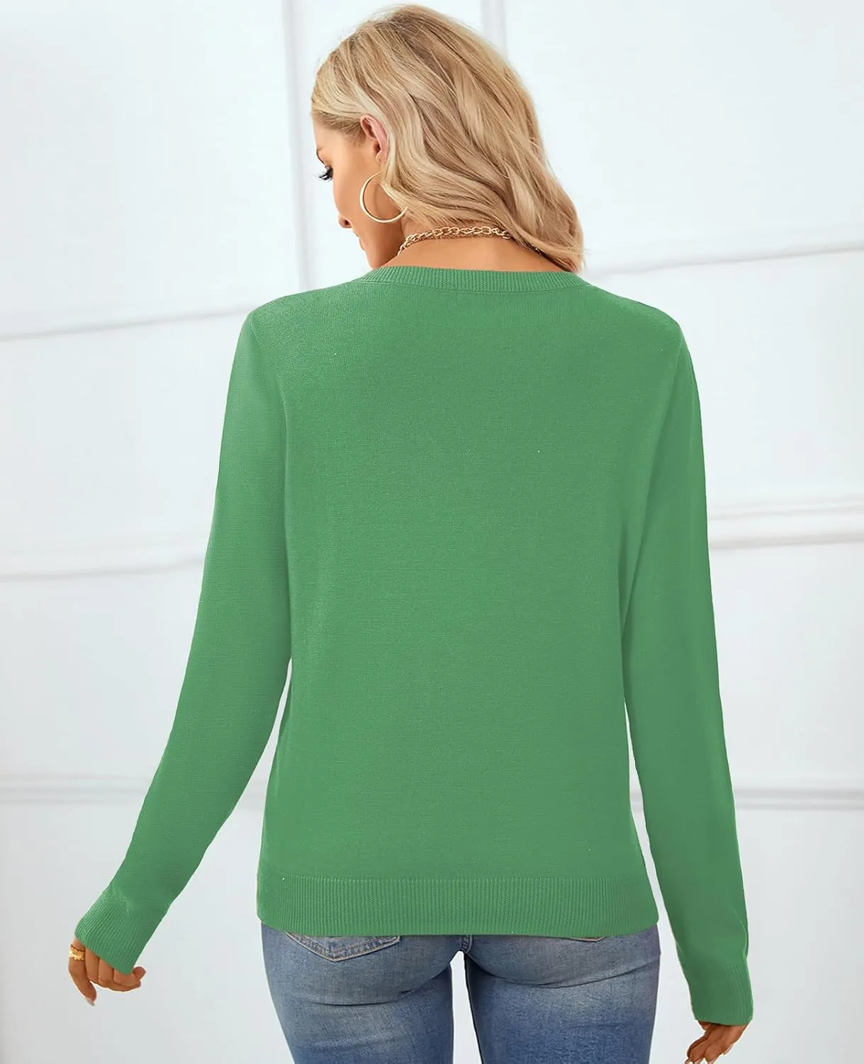 QUALFORT Women's Sweater 100% Cotton Soft Knit Pullover Tops