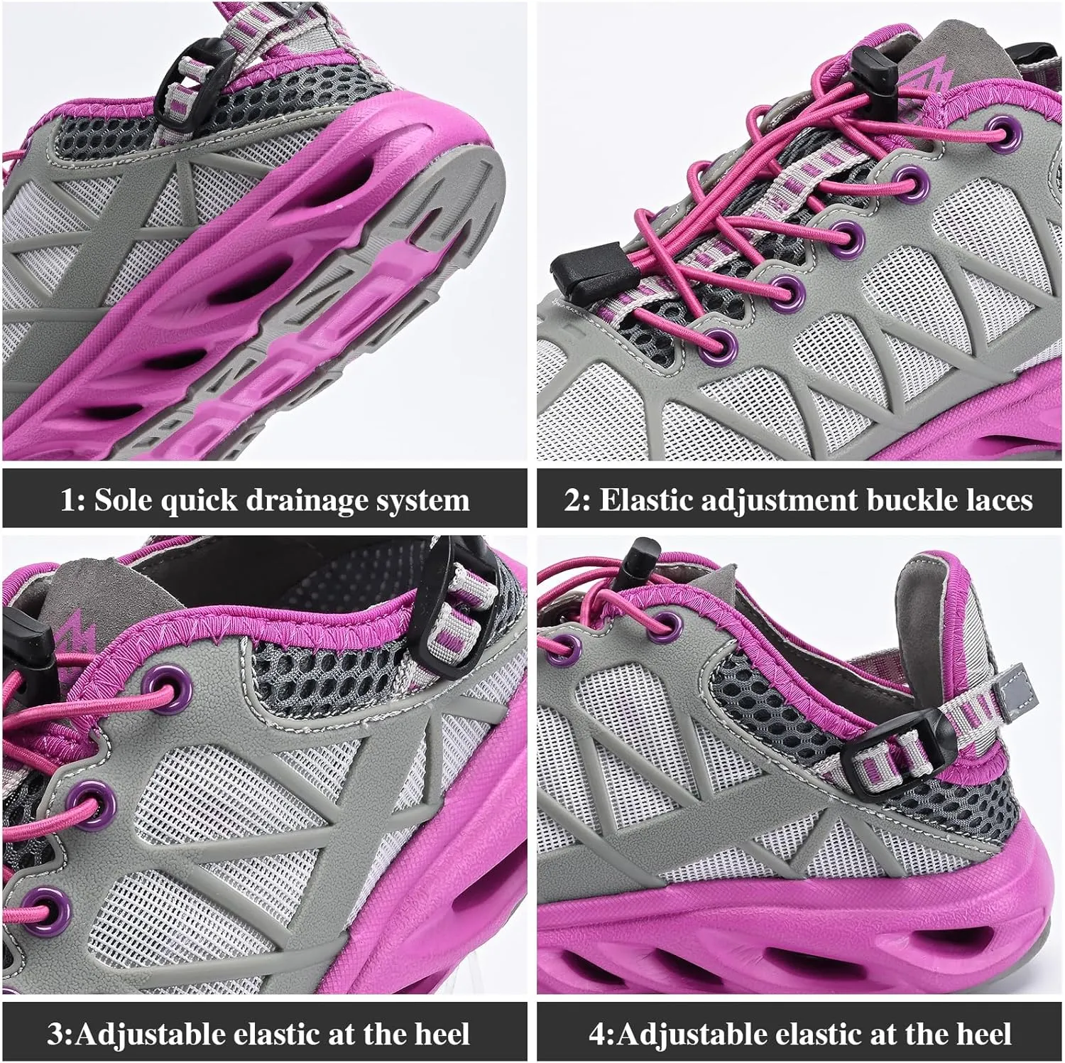 Queday Men's Women's Amphibious Water Shoes Closed Toe Hiking Sandals Summer Outdoor Water Sandal Non-Slip River Shoes Quick Drying