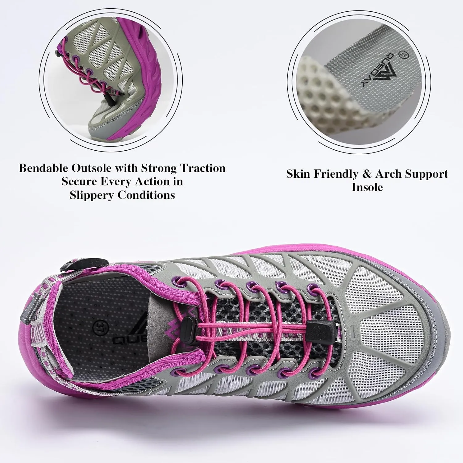 Queday Men's Women's Amphibious Water Shoes Closed Toe Hiking Sandals Summer Outdoor Water Sandal Non-Slip River Shoes Quick Drying