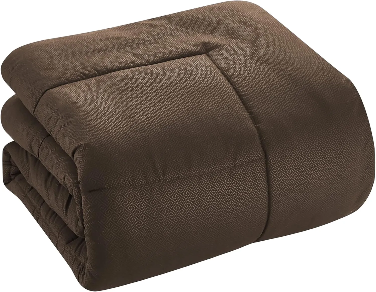 Queen Comforter Set 8 Piece Bed in a Bag with Bed Skirt, Fitted Sheet, Flat Sheet, 2 Pillowcases, 2 Pillow Shams, Queen, Greek Key Chocolate