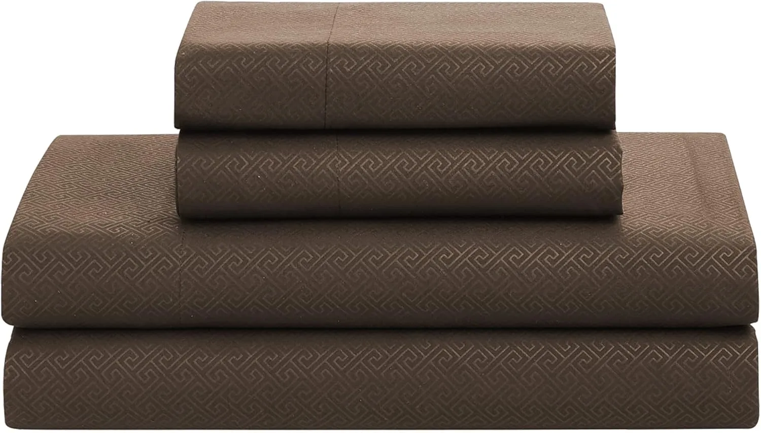 Queen Comforter Set 8 Piece Bed in a Bag with Bed Skirt, Fitted Sheet, Flat Sheet, 2 Pillowcases, 2 Pillow Shams, Queen, Greek Key Chocolate