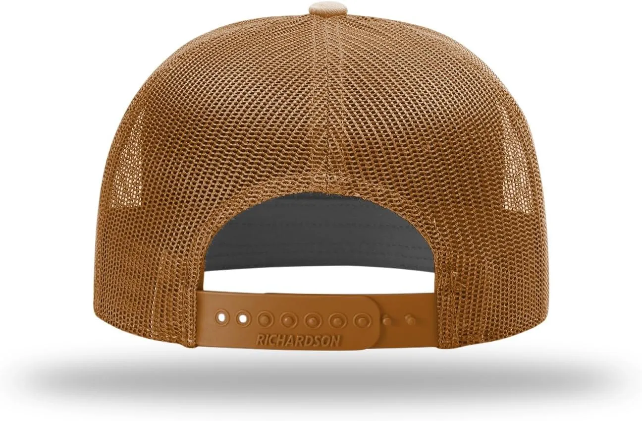 Richardson 168 Hi-Pro 7 Panel Flat Bill Adjustable Snapback Trucker Mesh Back Cap | OSFM | Bulk Pack Available