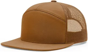 Richardson 168 Hi-Pro 7 Panel Flat Bill Adjustable Snapback Trucker Mesh Back Cap | OSFM | Bulk Pack Available
