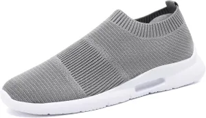 Running Shoes for Men Slip on Sneakers Grey Workout Breathable Walking Athletic Comfortable Slippers Size 11