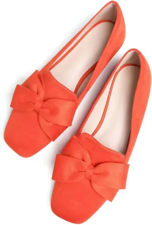 SAILING LU Womens Bowknot Pointed Toe Shoes Comfortable Ballet Flats Slip on Loafers Dressy Flats for Party