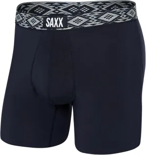 SAXX Underwear Co. Men's Underwear with Pouch Ultra Super Soft Boxer Brief Fly, DARK INK/ASHER STRIPE WB, Small