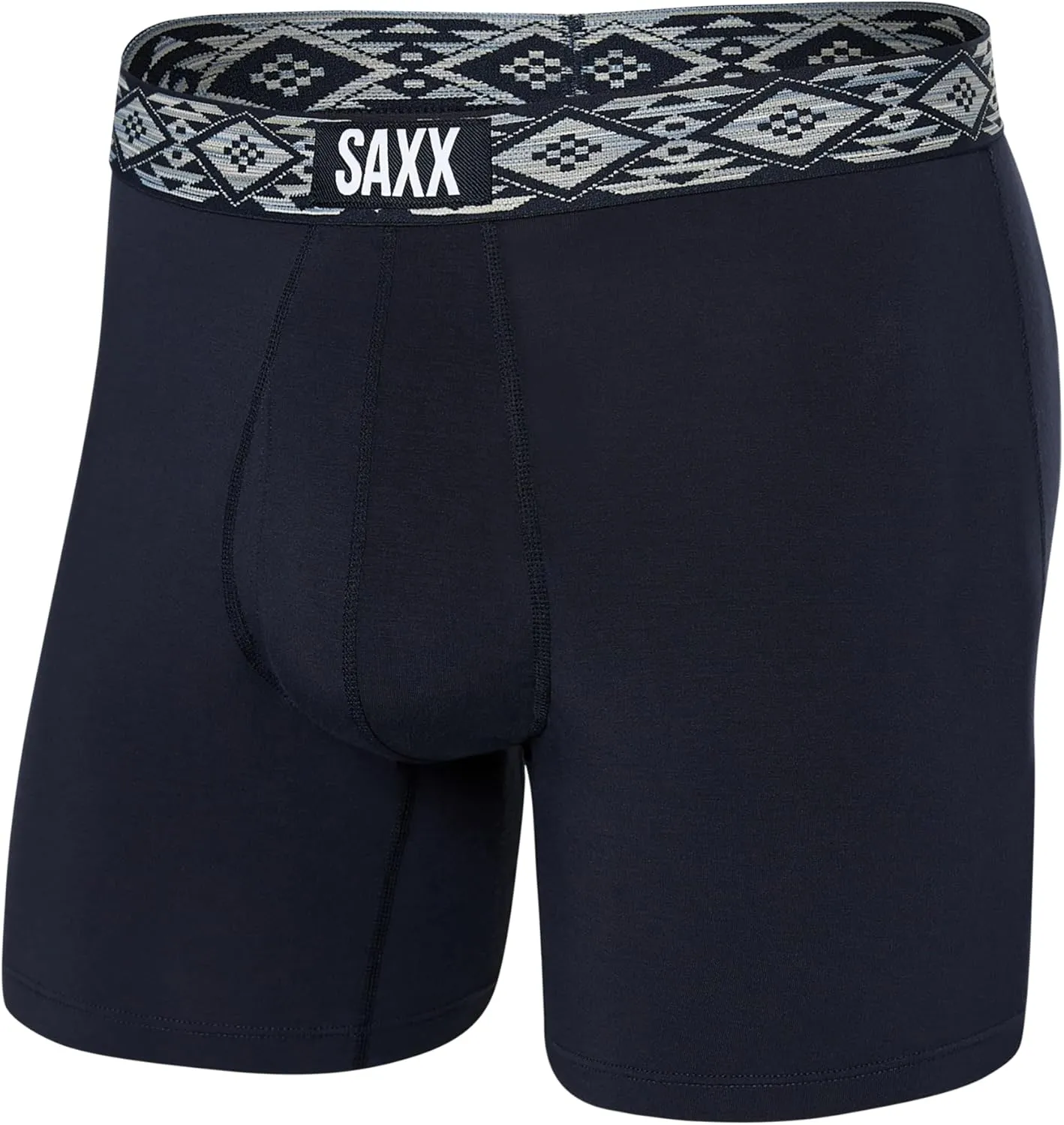 SAXX Underwear Co. Men's Underwear with Pouch Ultra Super Soft Boxer Brief Fly, DARK INK/ASHER STRIPE WB, Small
