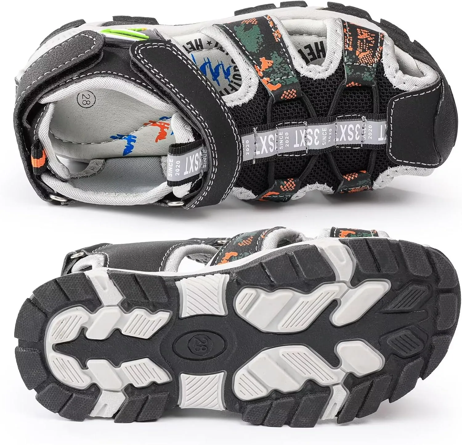 seannel Kids Athletic Sandals Boys and Girls Outdoor Hiking Sports Closed-Toe Sandal Pool Beach Shoes Summer Water shoes