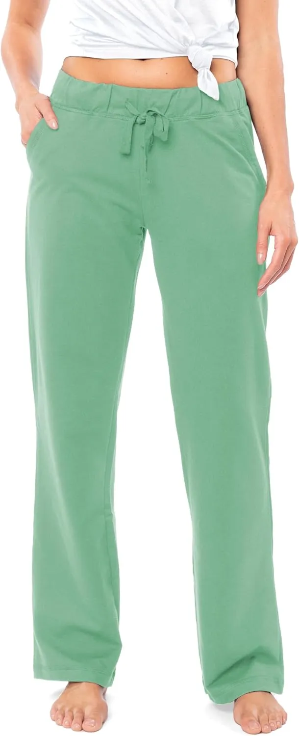 Sexy Basics Women's 2 Pack Ultra Soft French Terry Cotton Drawstring Yoga Lounge Long Pants