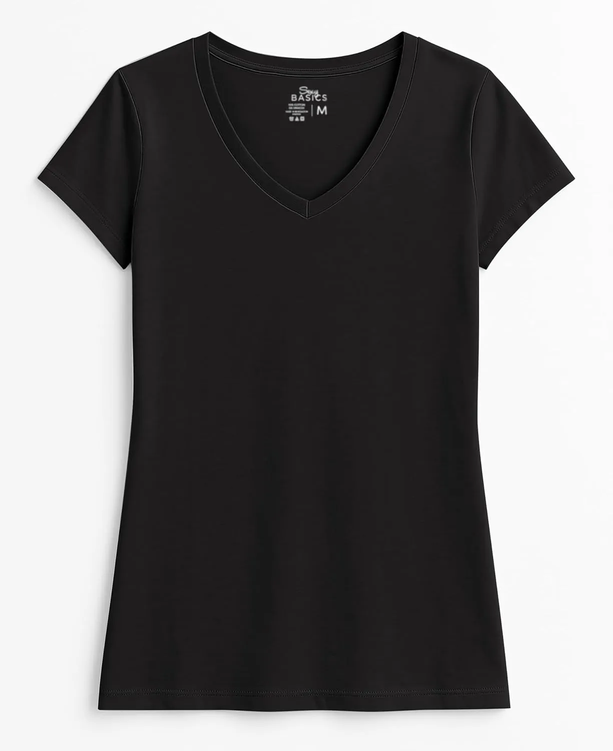 Sexy Basics Women's 5 & 10 Pack Casual & Active Cotton Stretch V Neck Short Sleeve Shirts