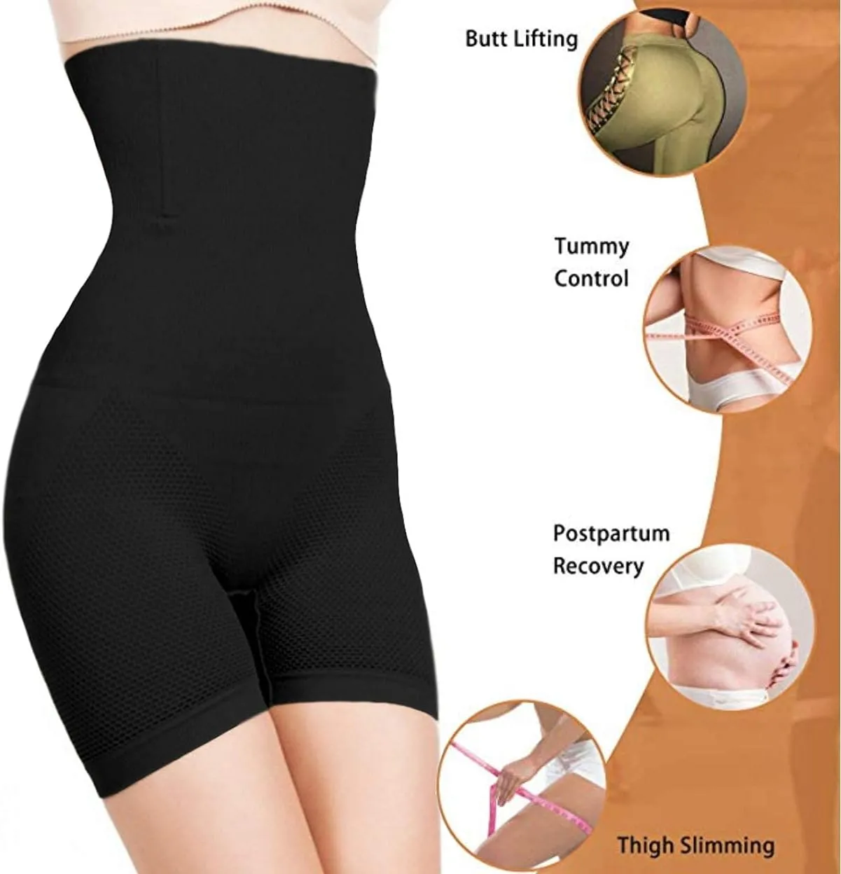 ShaperQueen102E Shaper Shorts - Womens High-Waist Cincher Trainer Girdle Faja Tummy Control Thigh Slimming Shapewear Shorts
