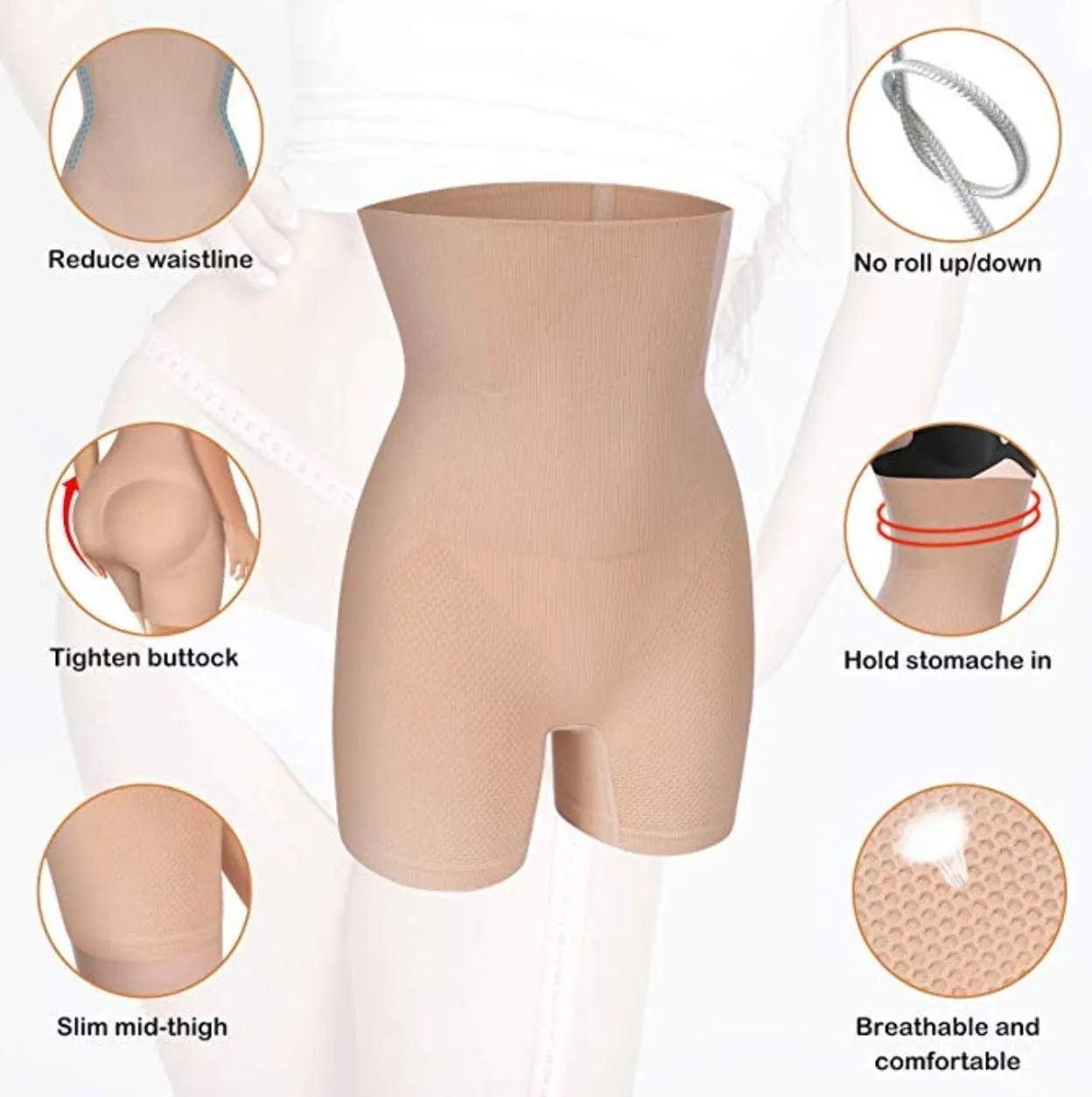 ShaperQueen102E Shaper Shorts - Womens High-Waist Cincher Trainer Girdle Faja Tummy Control Thigh Slimming Shapewear Shorts
