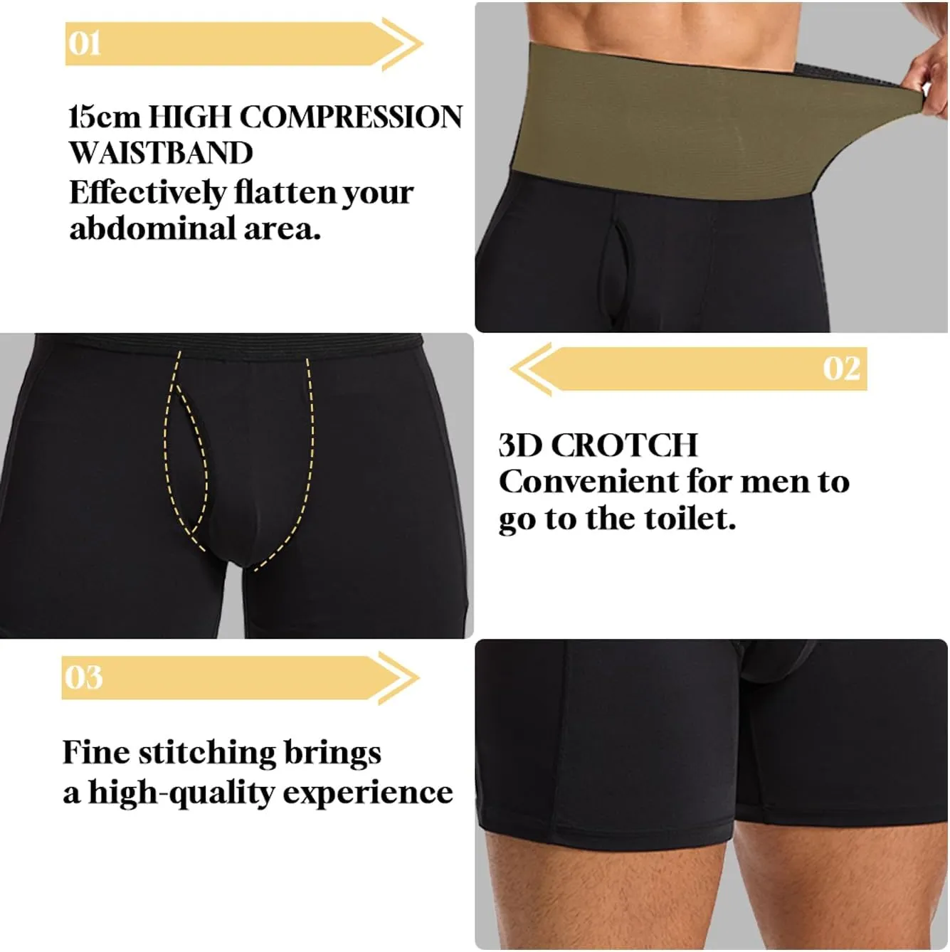 Shapewear Shorts for Men Tummy Control Shorts Slimming Long Leg Compression Boxer Briefs