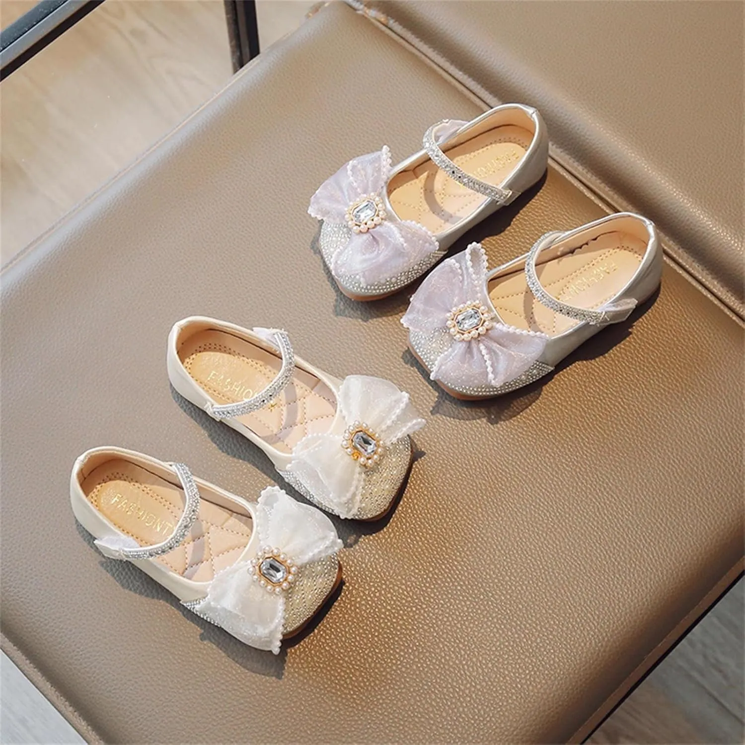 Shoes for Girls Designed Bowknots Classic Retro Chunky Flat Sandals Sticky Shoe Laces Summer Dress Shoes