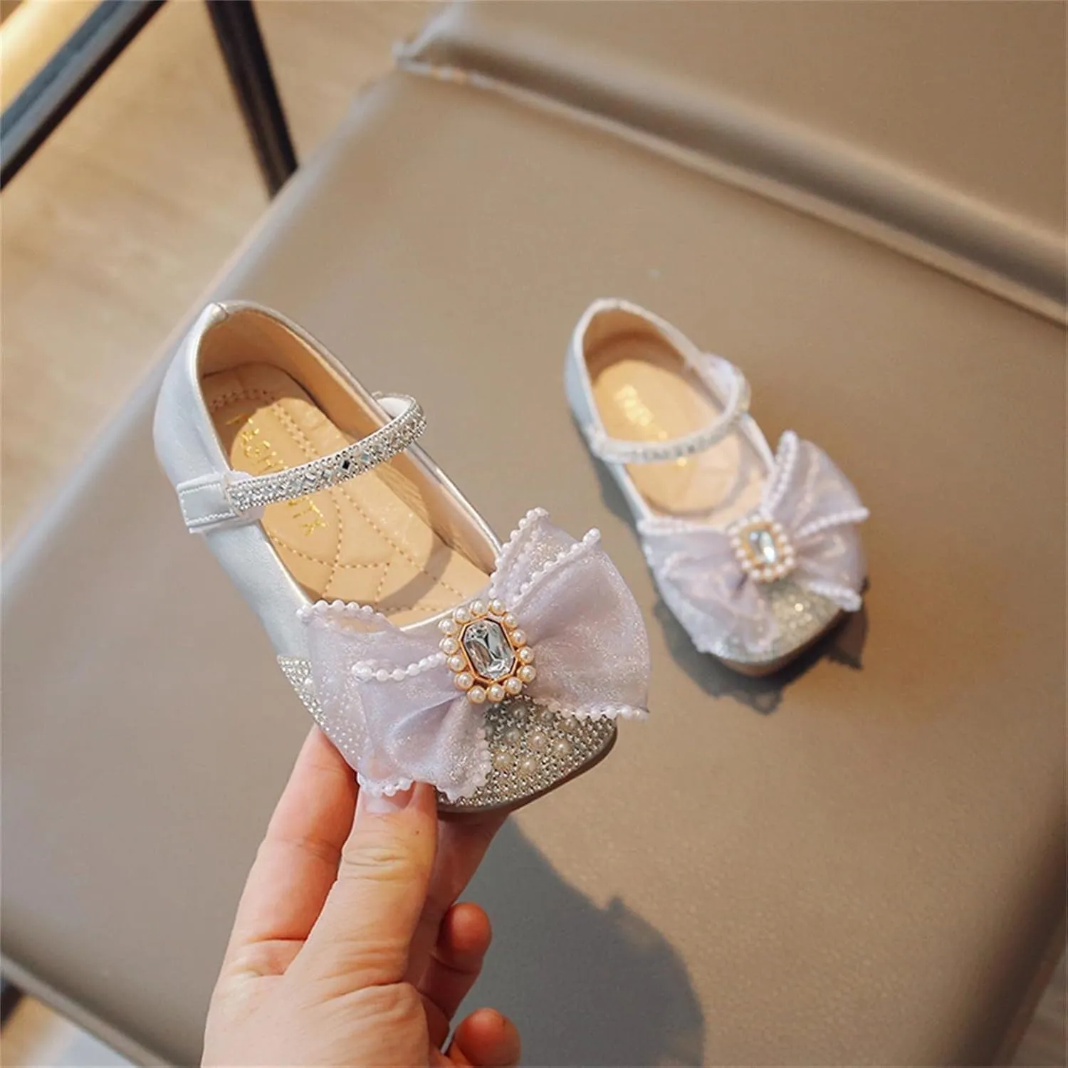 Shoes for Girls Designed Bowknots Classic Retro Chunky Flat Sandals Sticky Shoe Laces Summer Dress Shoes
