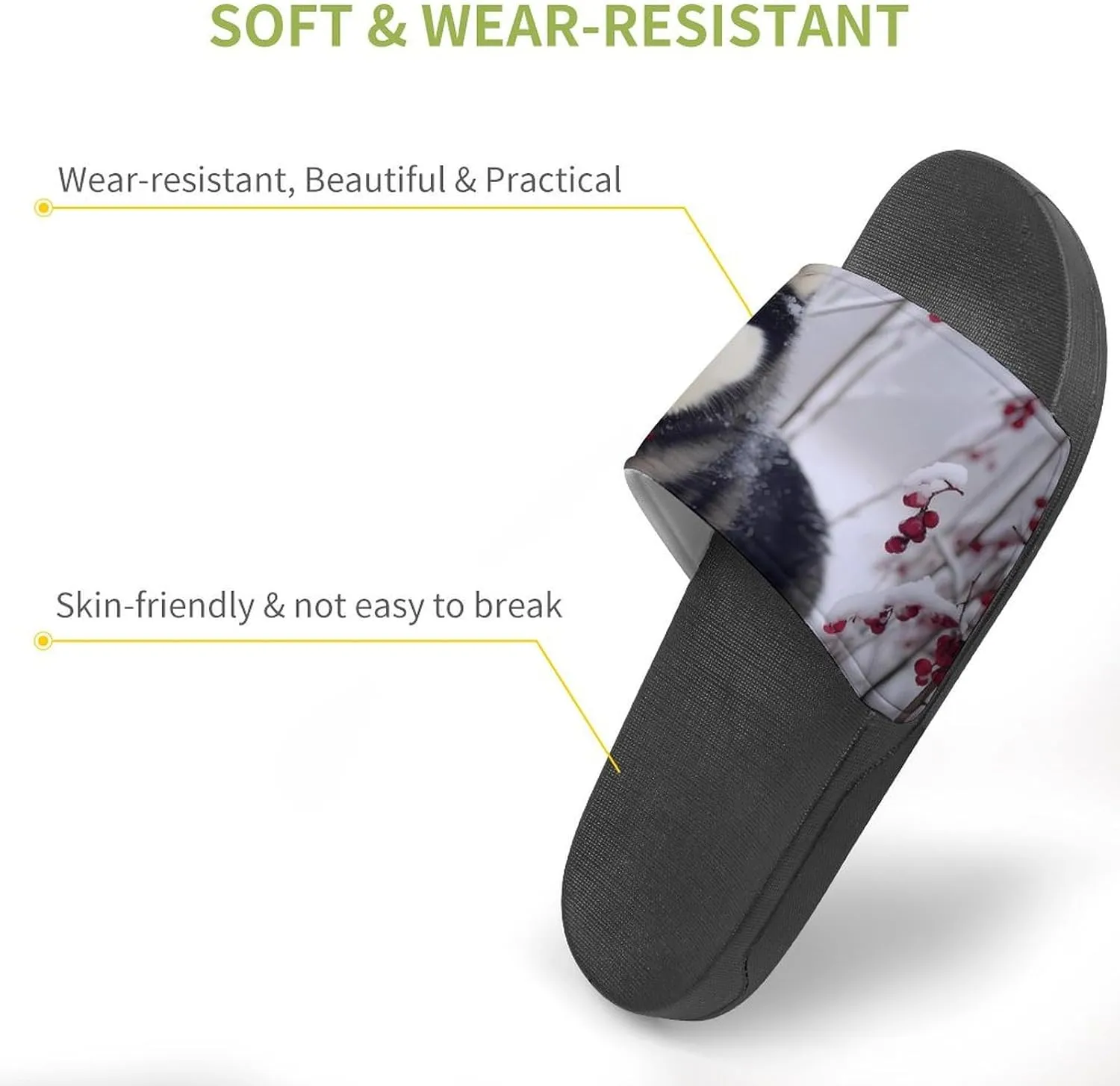 Siberian Husky Dog Snow Day Men's Slide Sandal Non Slip Shower Shoes Bathroom Slippers for Pool Beach
