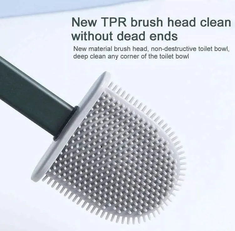 Silicone Toilet Brush With Holder Set, Flexible Toilet Cleaning Brush, Flexible Toilet Cleaning Bowl Brush Head With Silicone Bristles