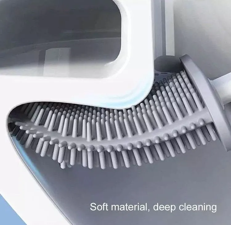 Silicone Toilet Brush With Holder Set, Flexible Toilet Cleaning Brush, Flexible Toilet Cleaning Bowl Brush Head With Silicone Bristles