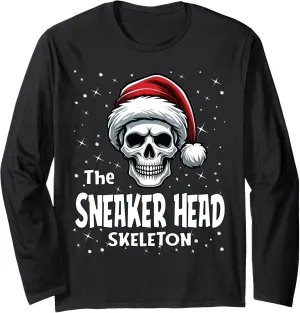 Sneaker Head Skeleton Funny Christmas Family Matching Long Sleeve T-Shirt